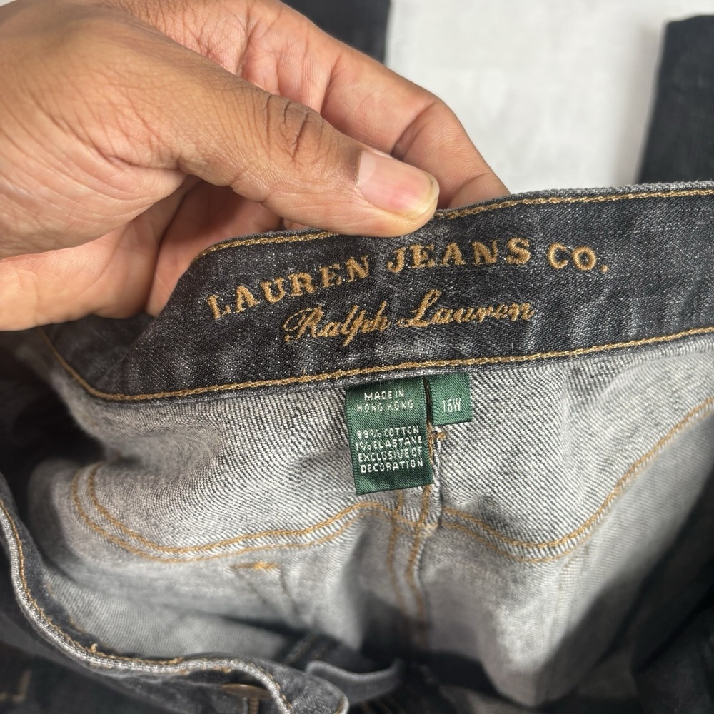 Lauren Jeans Co Patch Work Black Denim Pants Women's Size 16W Waist 36" x 29" - Picture 5 of 11